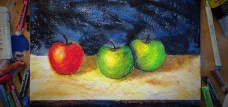 Encaustic art apples - pommes